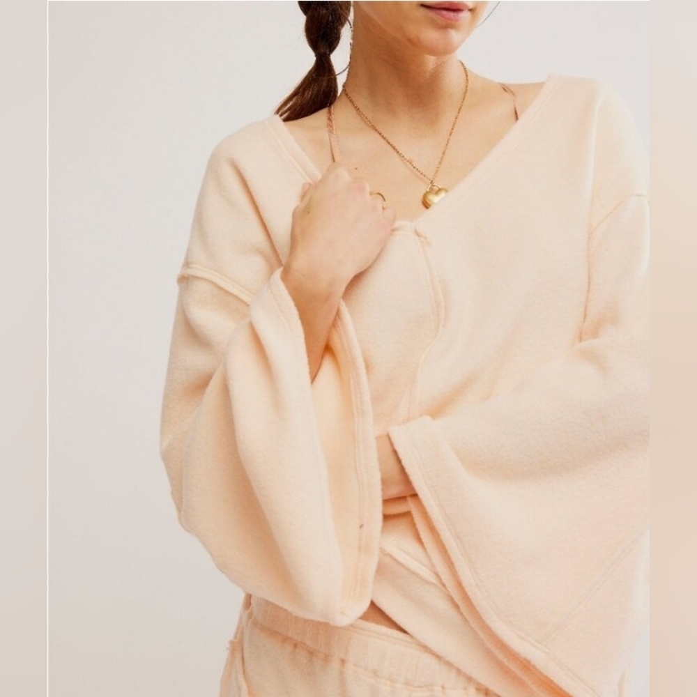 NWT Free People Day Off Fleece Set Peachy Cream - Picture 5 of 11